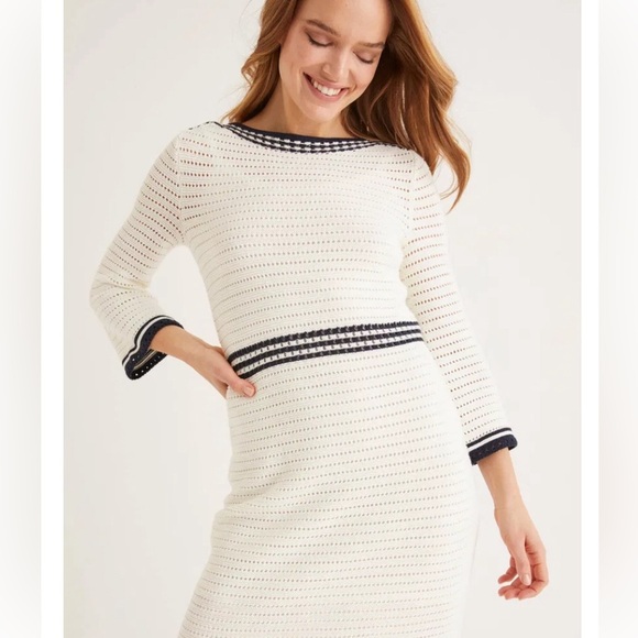 Boden Black Ivory white boatneck shift dress size 14 - Picture 1 of 13